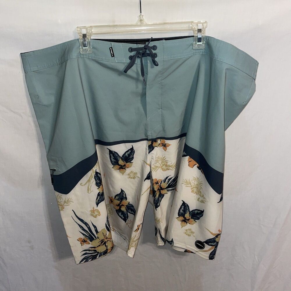 O’Neill Hyperfreak Men’s Board Shorts Size 50 Blue White Floral Beach Cruise